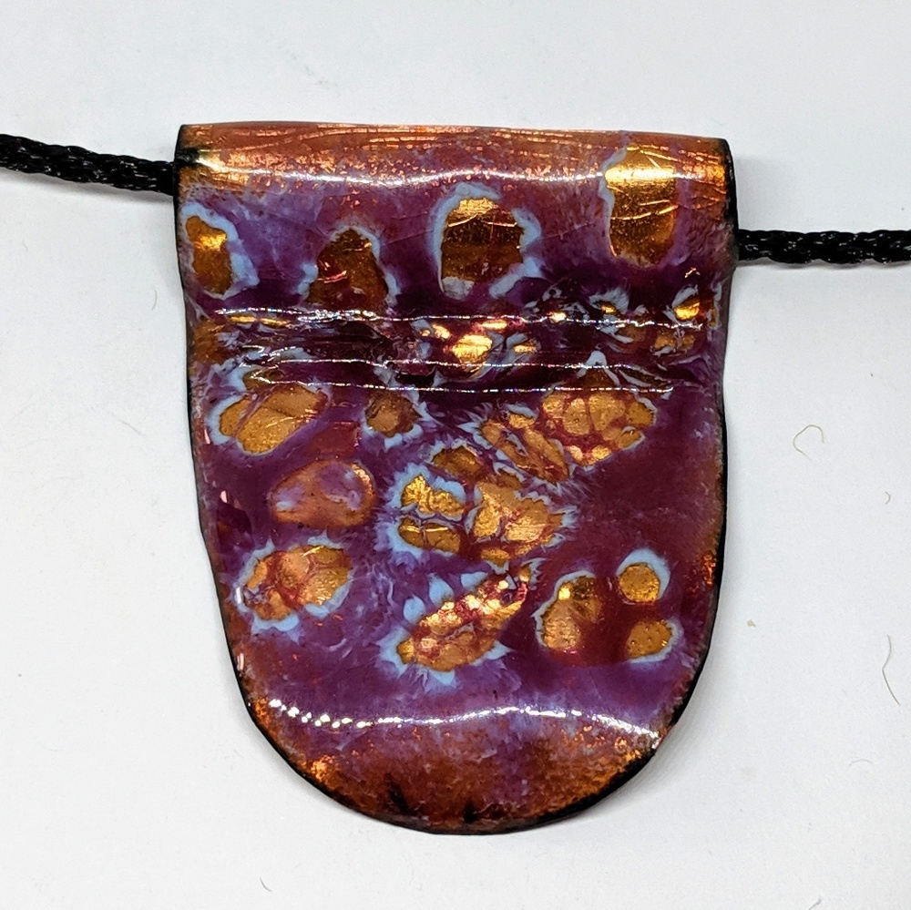 Purple and Golden Enamel Batik Design Pendant